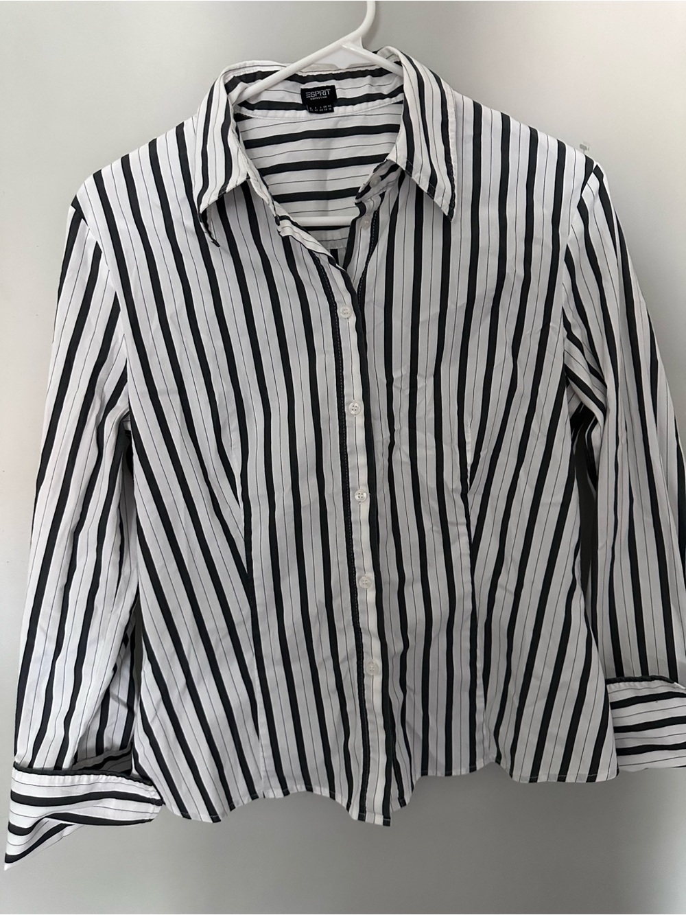 Esprit Collection Striped Button Down Shirt Long Sleeve Black and White Top